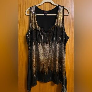 Torrid Black and Gold Sequin Tank Top